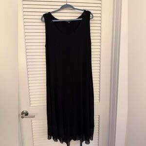 Eileen Fisher Black Sleeveless A-Line Midi Dress with asymmetric hem